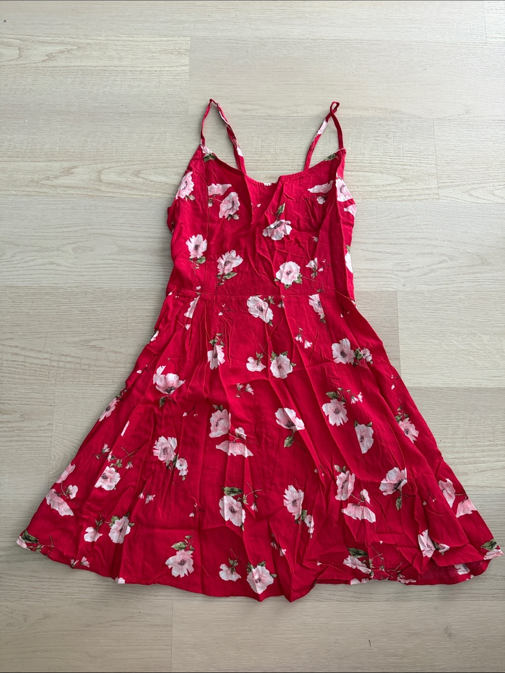 Forever 21 Red Floral Spaghetti-Strap Mini Dress Size Small